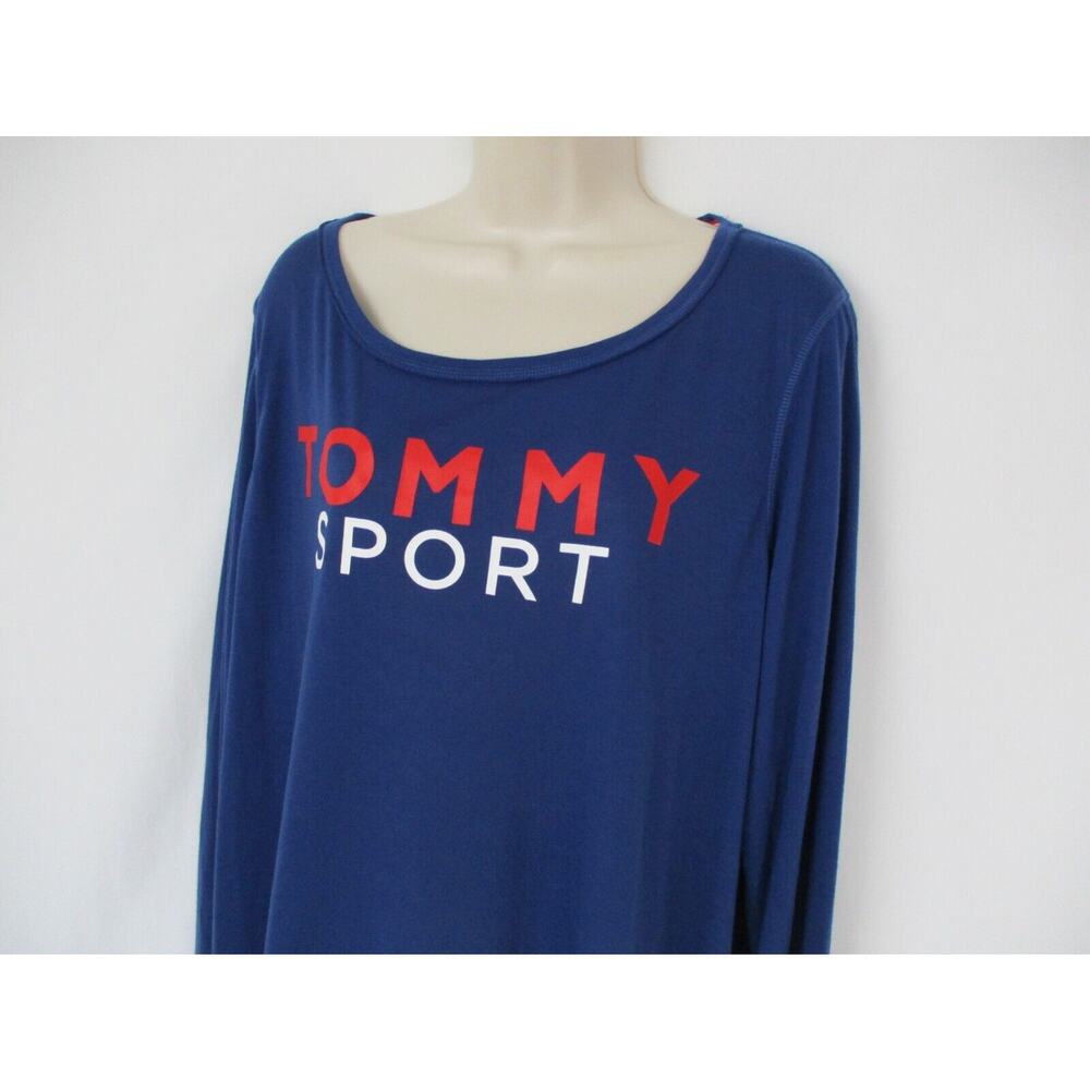 Tommy Hilfiger Sport T-Shirt Womens 2X Logo Spellout Top Long Sleeve Retro Y2K - Picture 2 of 13